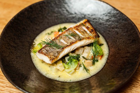 The First Republic Menu - South bohemian pike perch with vegetables, fresh horseradish and dill and boiled potato